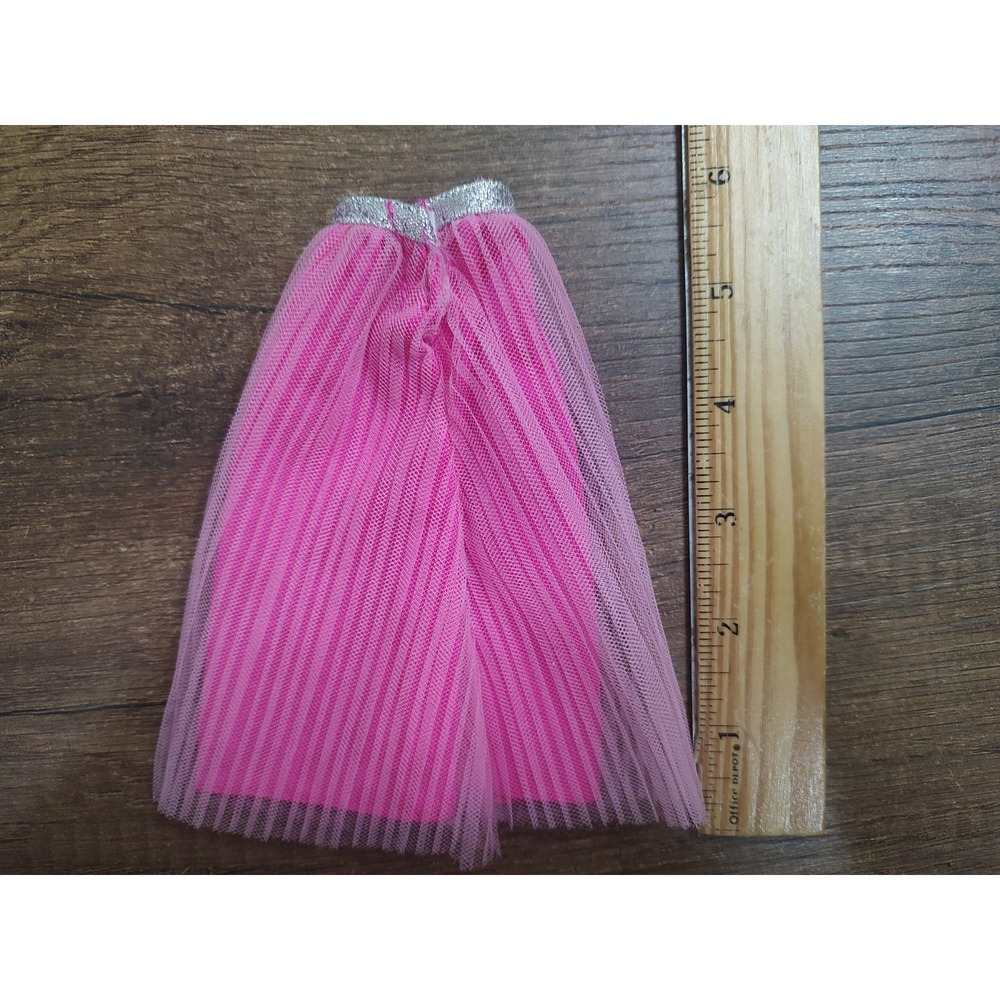 Fashion Doll Hot Pink Ballet Tulle Ballerina Skirt Shiny Silver Waistband Z30 - Picture 2 of 2
